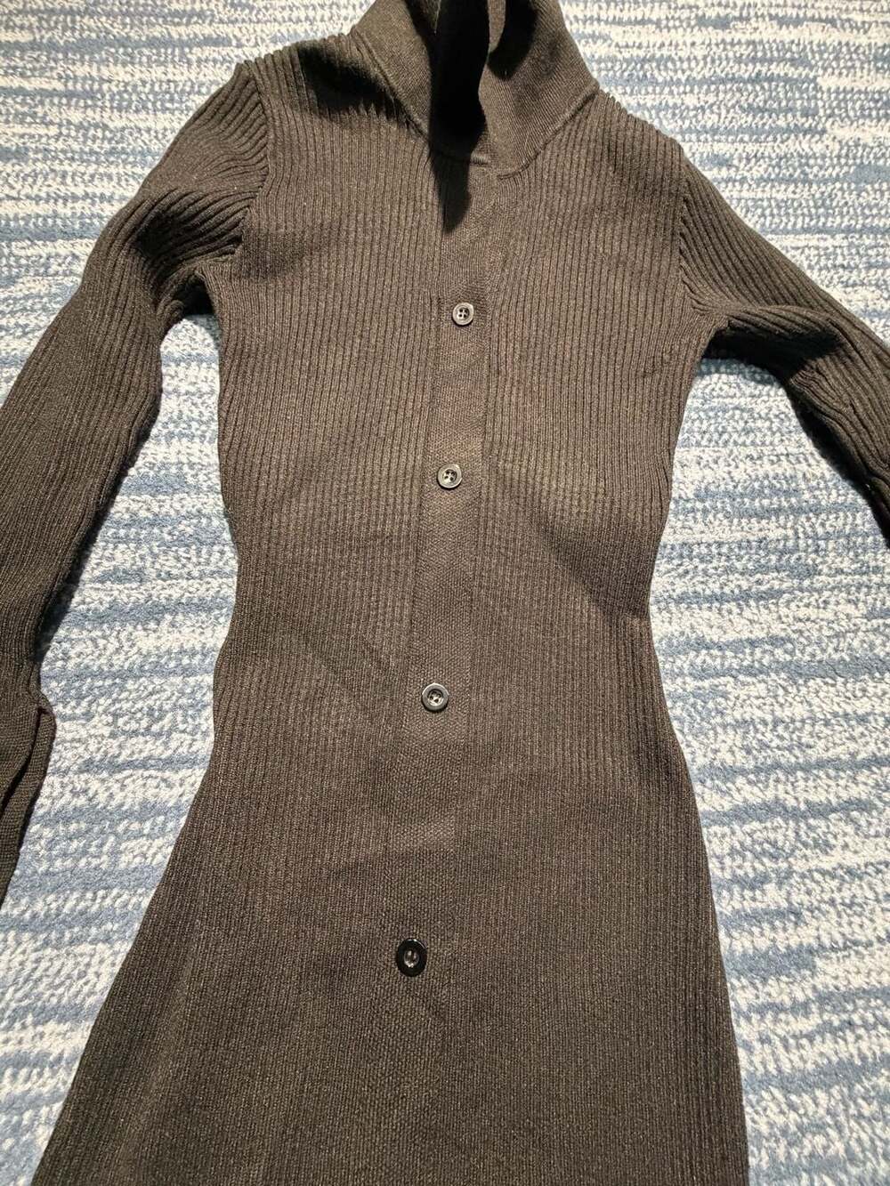 DAZY Sweater Dress Dark Brown Ribbed Knit Long Sleeve Midi - Picture 8 of 12